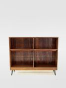 Troeds of Sweden - Mid century rosewood open bookcase, with two fixed shelves and two adjustable gla