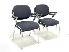 Set four Brunner golf stacking chairs by Francesco Zaccone, upholstered seats and backs and tubuar c