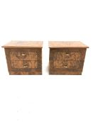 Pair Mid century Italian walnut bedside chests, each fitted with two drawers and brass handles