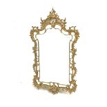 Rococo style cast gilt brass framed wall mirror