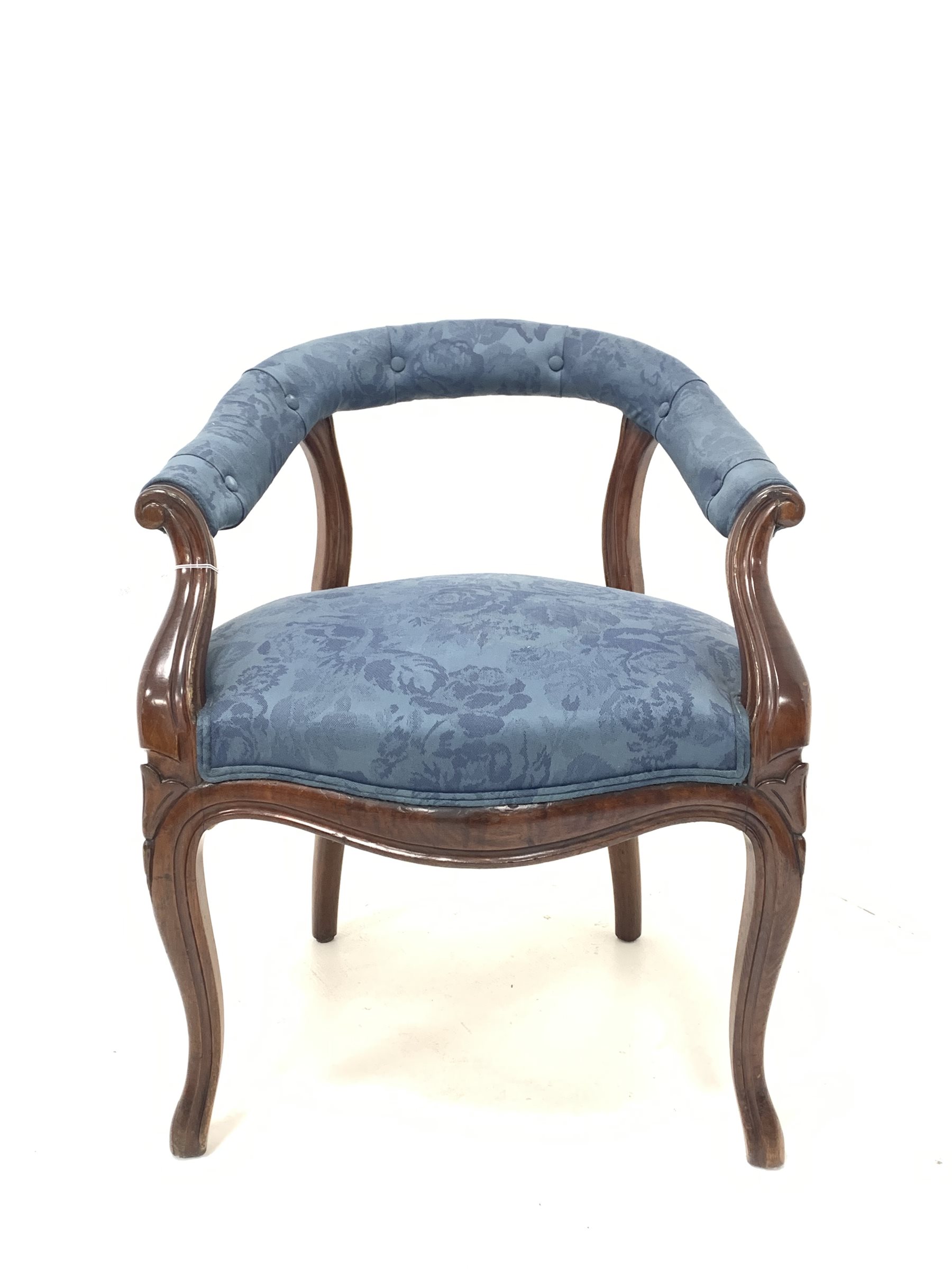 Victorian mahogany salon armchair, the sweeping back and armrests raised on moulded uprights and scr - Image 2 of 2