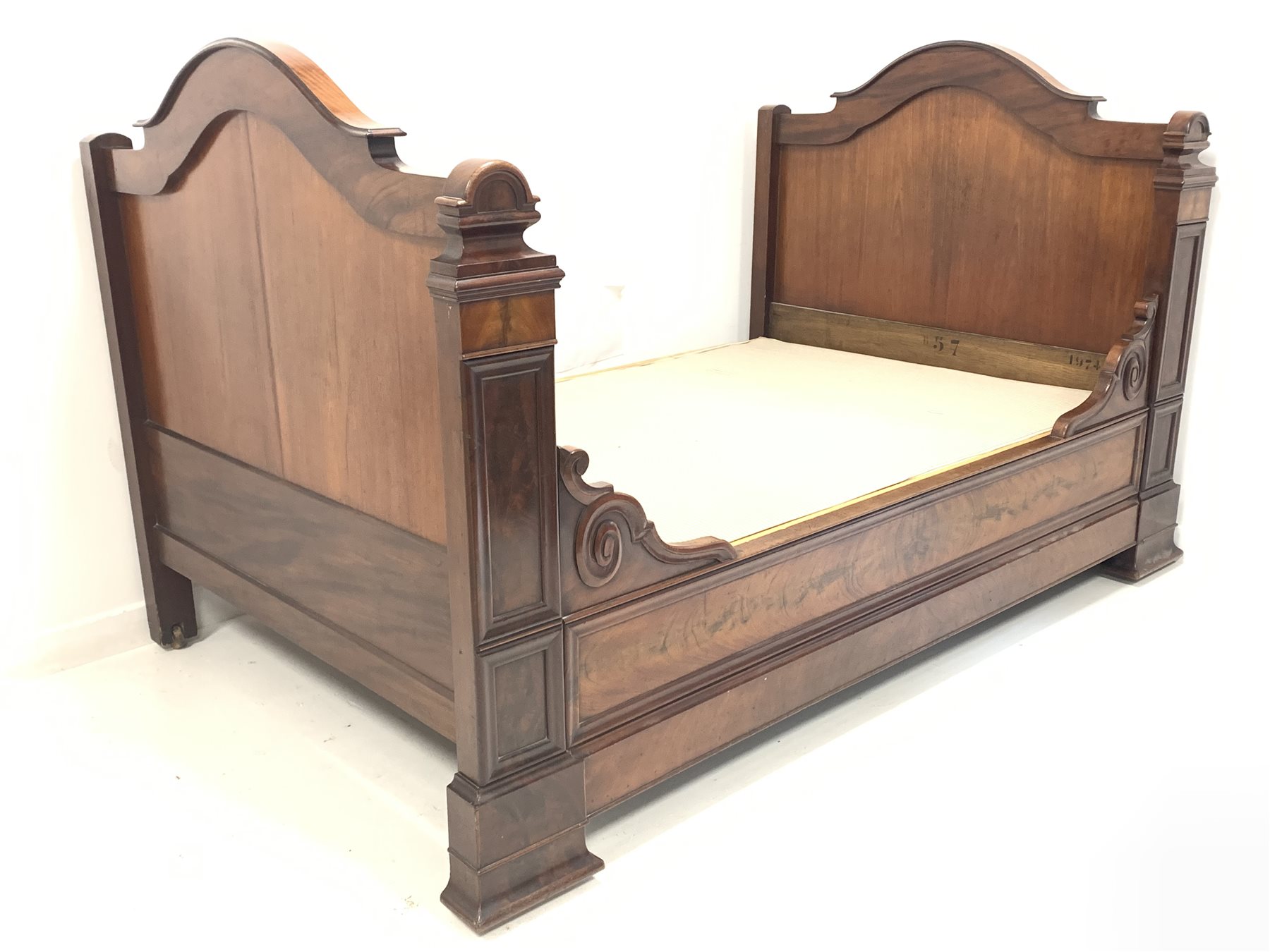 19th century continental figured mahogany single bed, with box base - Image 2 of 2