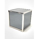 Jay Spectre for Century Furniture - Mid century tinted glass and chrome framed cube lamp table, circ