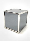 Jay Spectre for Century Furniture - Mid century tinted glass and chrome framed cube lamp table, circ
