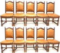 Ten Old Charm 18th century style oak high back dining chairs