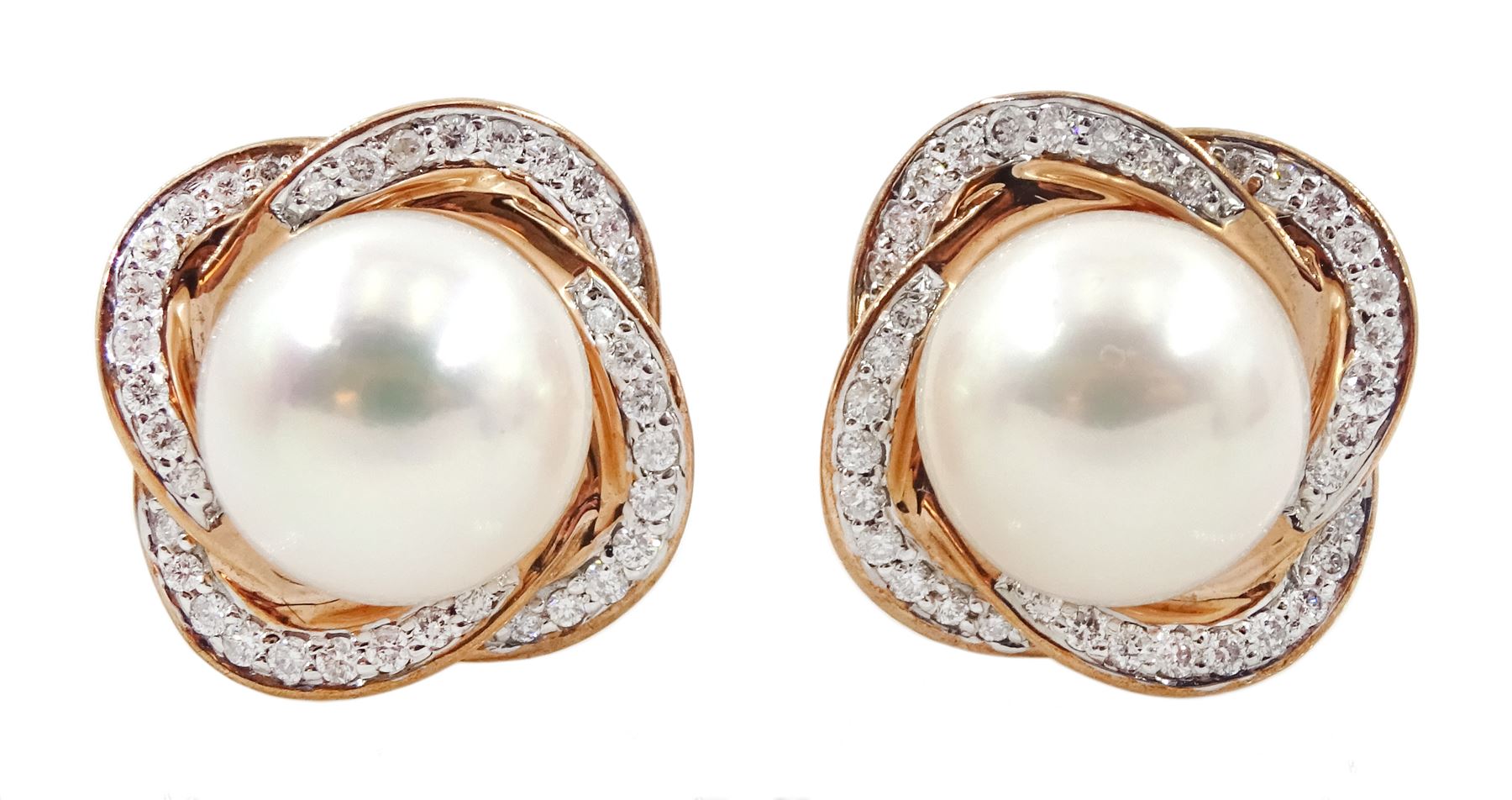 Pair of 9ct rose gold pearl stud earrings