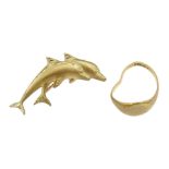 9ct gold dolphin brooch