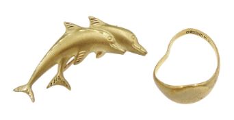9ct gold dolphin brooch