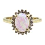 Gold opal and diamond cluster ring