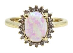 Gold opal and diamond cluster ring