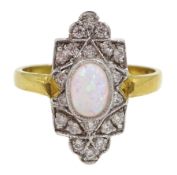 Silver-gilt opal and cubic zirconia dress ring