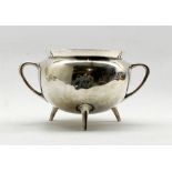 Late Victorian silver tureen or planter of two-handled cauldron form with splayed legs D17cm by Geor