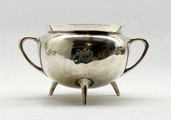Late Victorian silver tureen or planter of two-handled cauldron form with splayed legs D17cm by Geor