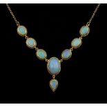 9ct gold oval opal necklace