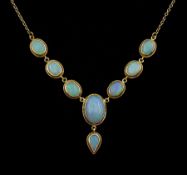 9ct gold oval opal necklace