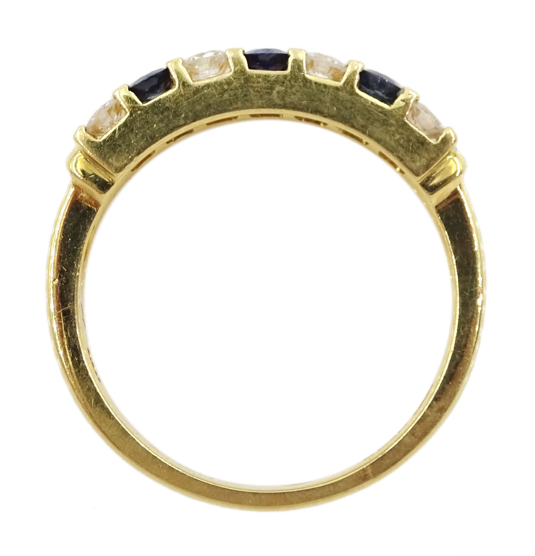 18ct gold round sapphire and diamond two row ring - Image 4 of 4