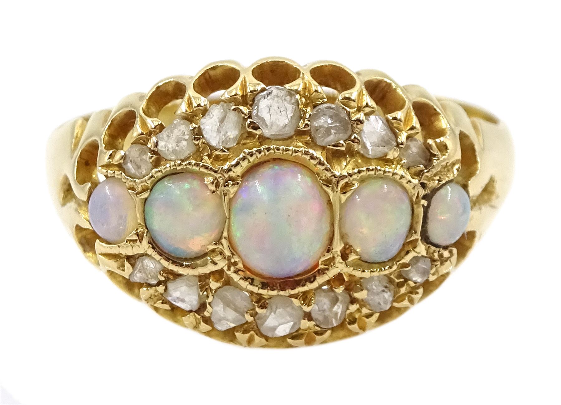 Early 20th century five stone graduating opal ring