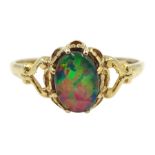 9ct gold single stone opal ring