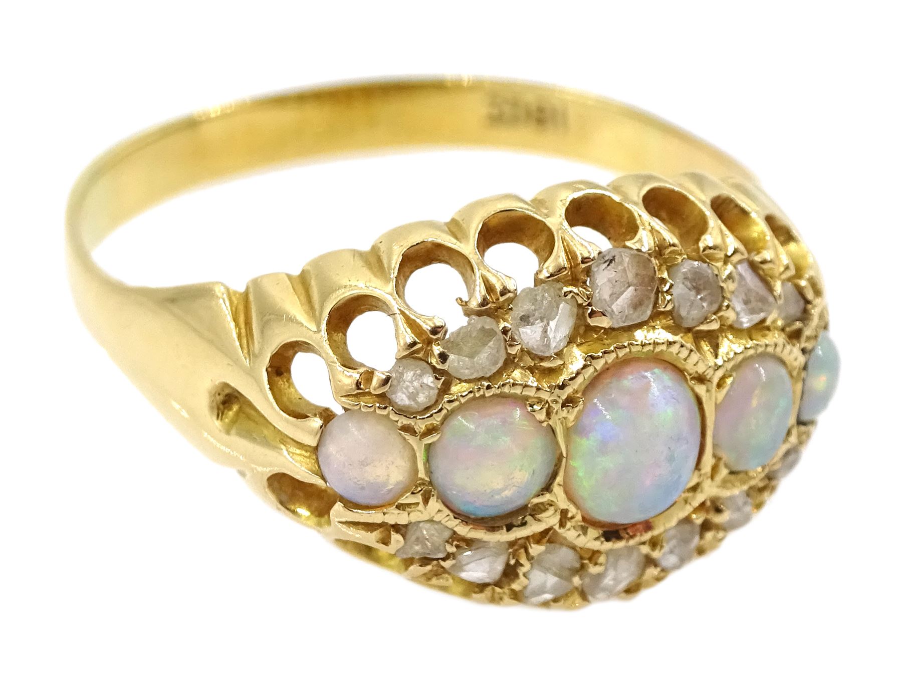 Early 20th century five stone graduating opal ring - Image 3 of 4