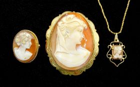 Large gold cameo brooch