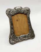 Edwardian Art Nouveau silver picture frame with pierced floral and scrolling decoration