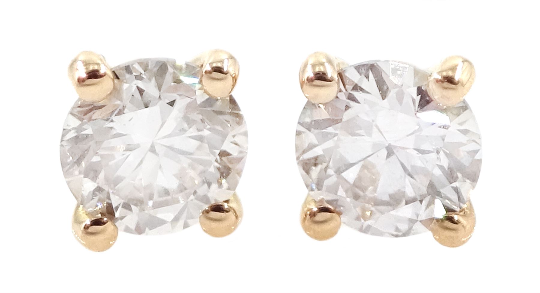 Pair of 18ct rose gold diamond stud earrings