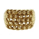 9ct gold ring bead and open work design ring