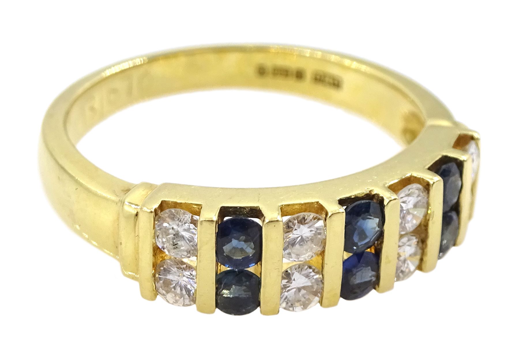 18ct gold round sapphire and diamond two row ring - Image 3 of 4