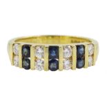 18ct gold round sapphire and diamond two row ring