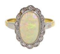 Gold oval opal and diamond