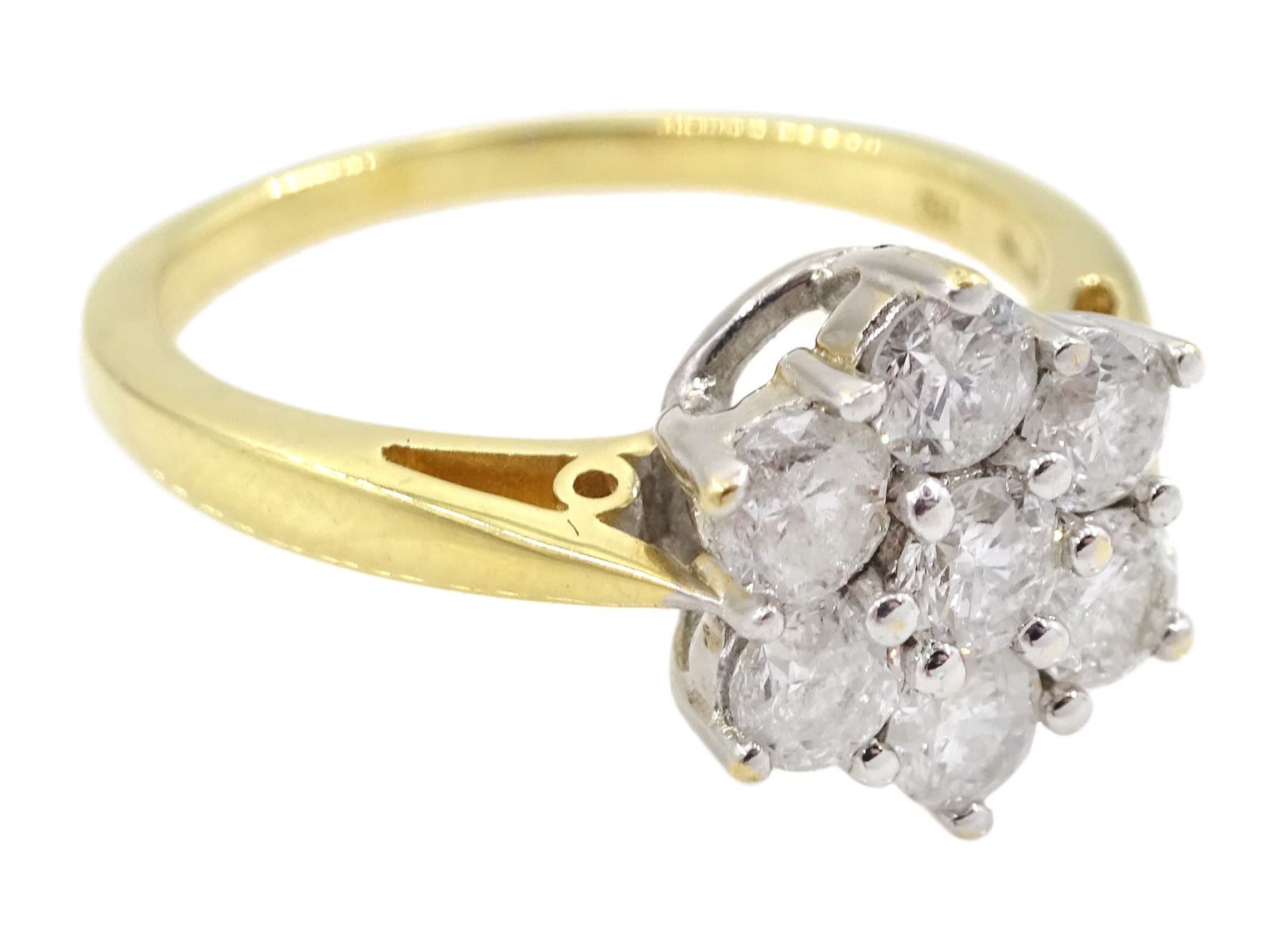 18ct gold seven stone round brilliant cut diamond cluster ring - Image 3 of 4