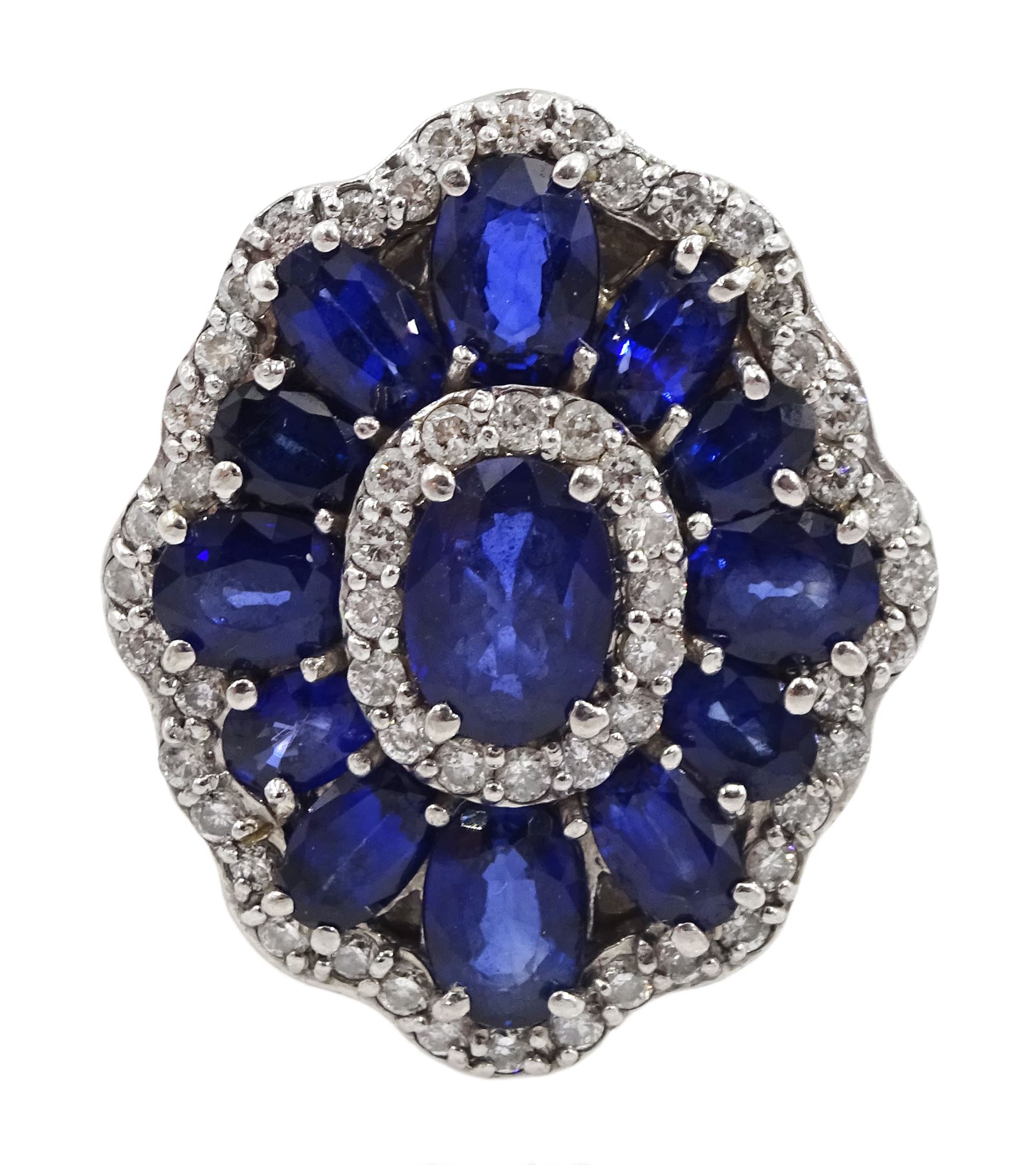 White gold oval sapphire and diamond dress ring by Effy