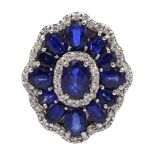 White gold oval sapphire and diamond dress ring by Effy