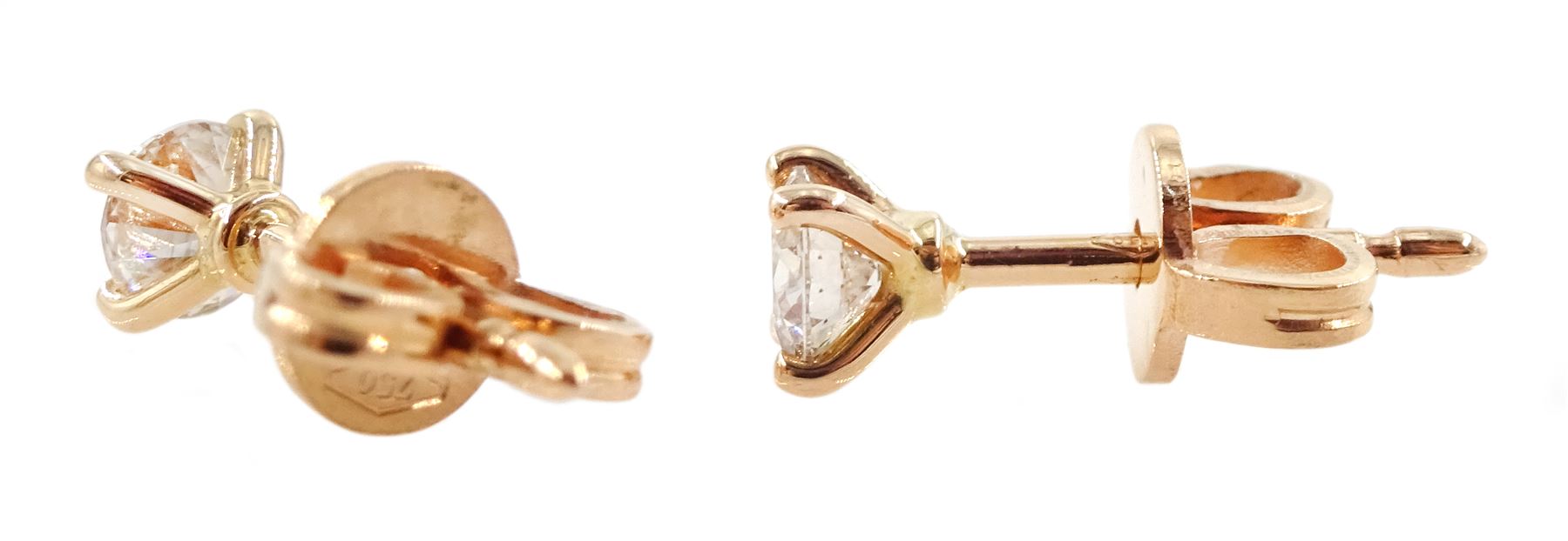 Pair of 18ct rose gold diamond stud earrings - Image 2 of 2