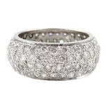 White gold four row pave set diamond full eternity ring