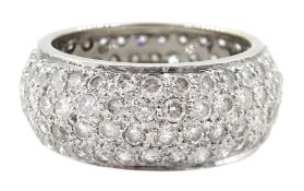 White gold four row pave set diamond full eternity ring