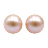 Pair of 9ct gold ivory/pink pearl stud earrings