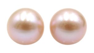 Pair of 9ct gold ivory/pink pearl stud earrings