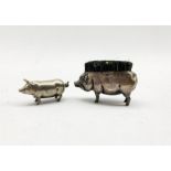 Edwardian silver novelty pen wipe in the form of a pig L6cm Birmingham 1905 Maker Adie & Lovekin Ltd