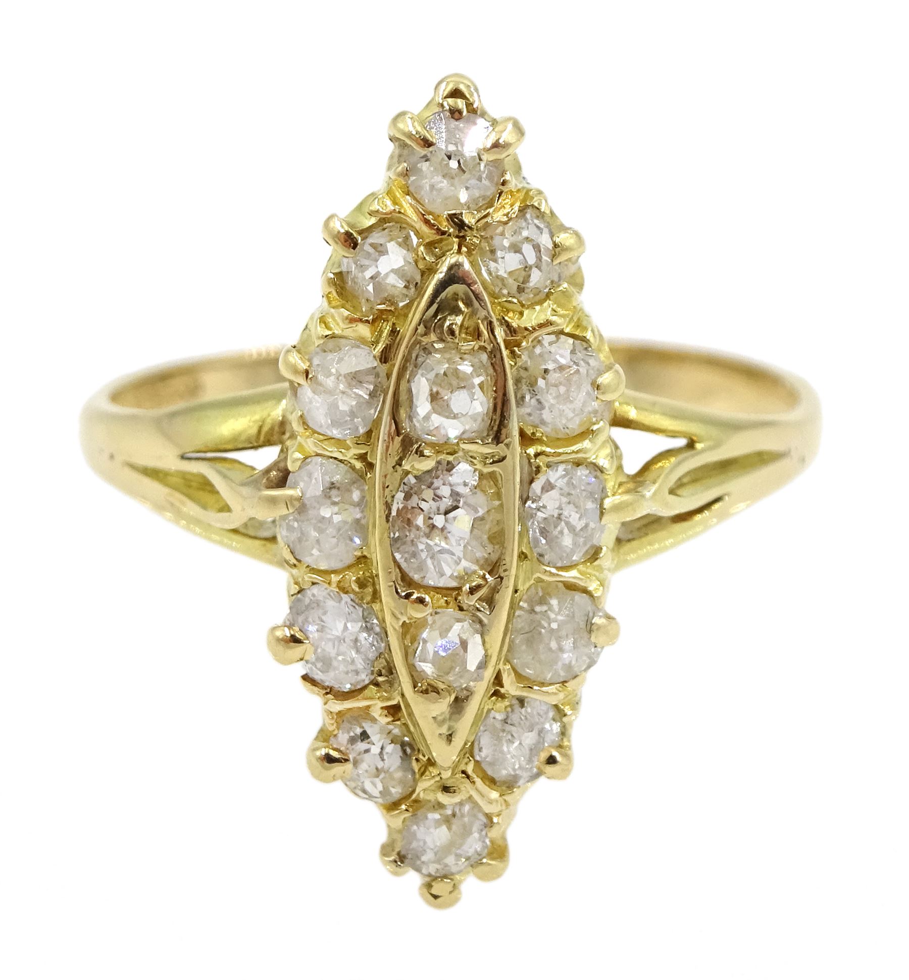 18ct gold diamond set marquise shaped ring