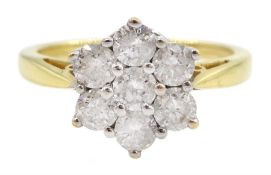 18ct gold seven stone round brilliant cut diamond cluster ring