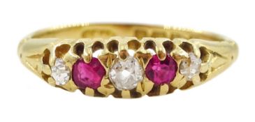 Victorian five stone ruby and diamond ring