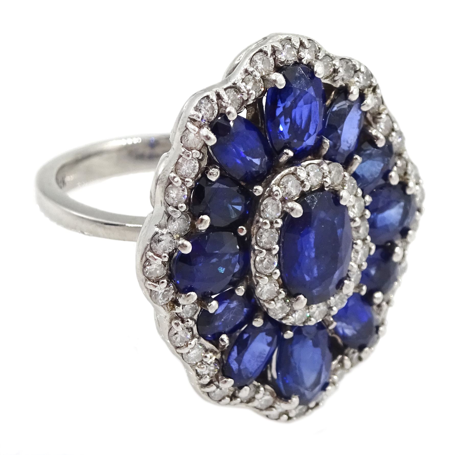 White gold oval sapphire and diamond dress ring by Effy - Image 3 of 4