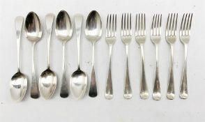Set of six George III silver Old English pattern dessert forks London 1798 Maker William Eley and Wi