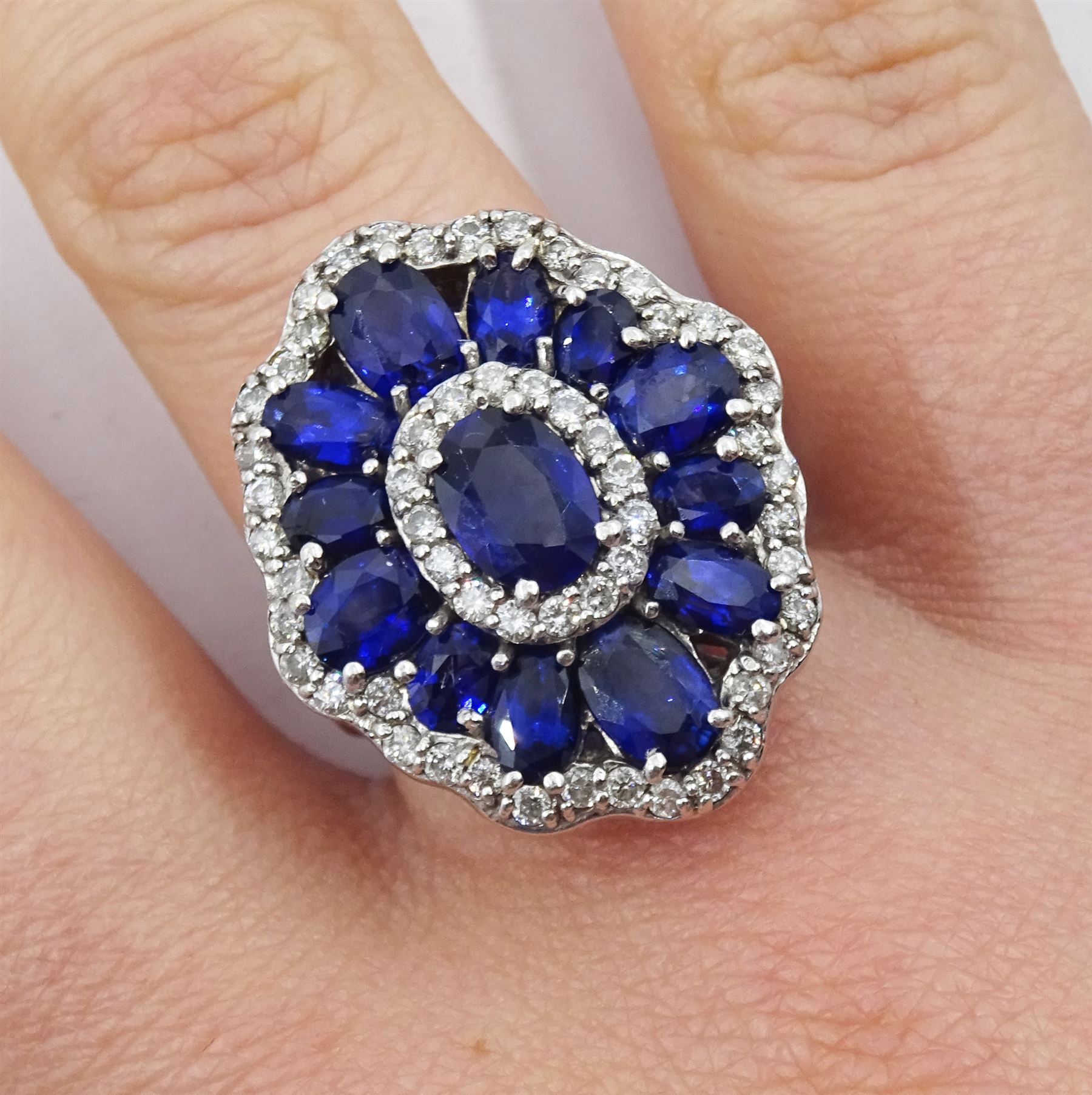 White gold oval sapphire and diamond dress ring by Effy - Image 2 of 4