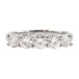 18ct white gold five stone round brilliant cut diamond ring