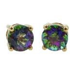 Pair of gold mystic topaz stud earrings