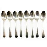 Four George III silver dessert spoons engraved with a crest London 1787/8 Maker Richard Crossley and