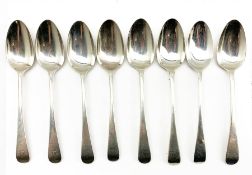 Four George III silver dessert spoons engraved with a crest London 1787/8 Maker Richard Crossley and