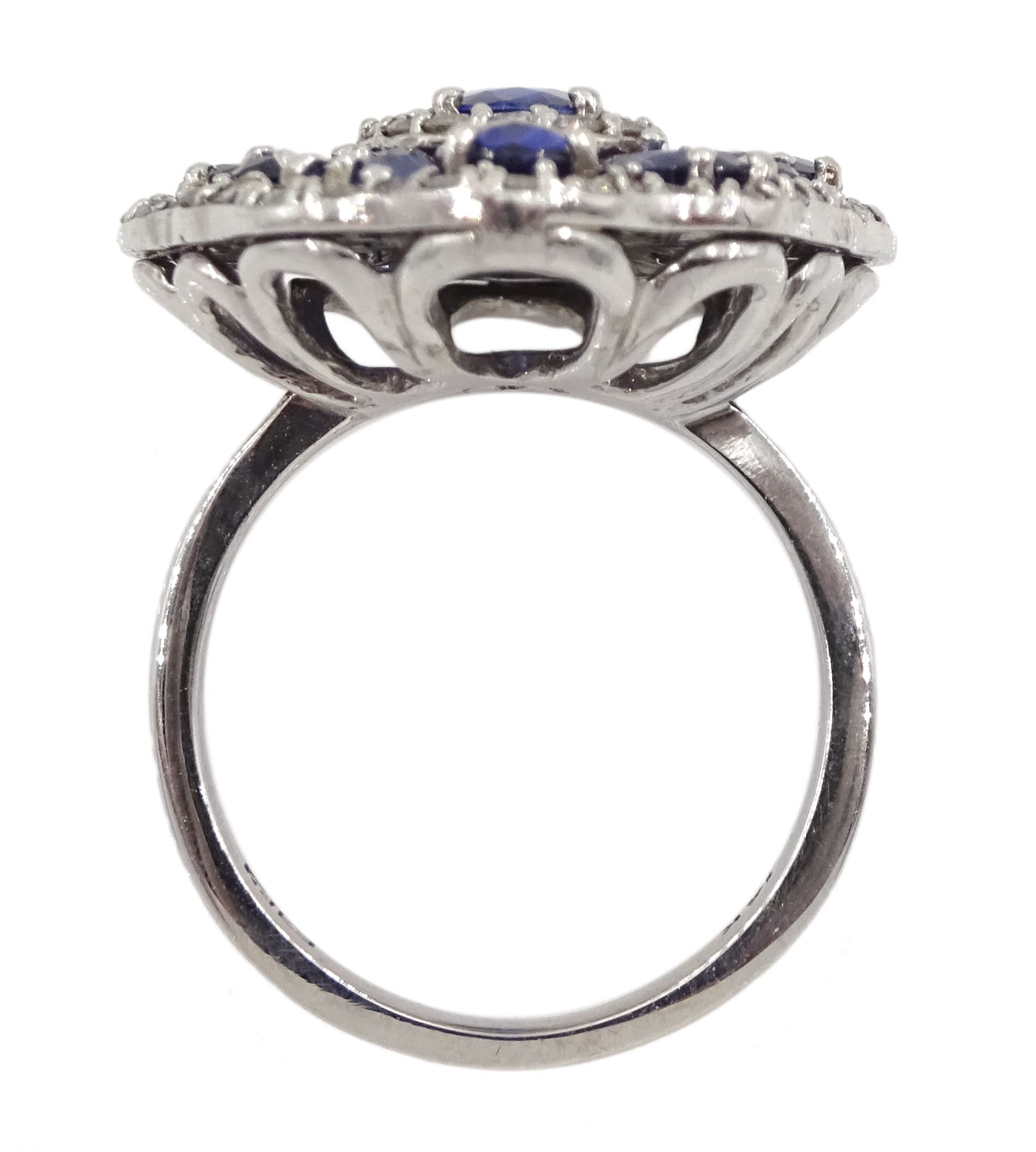 White gold oval sapphire and diamond dress ring by Effy - Image 4 of 4